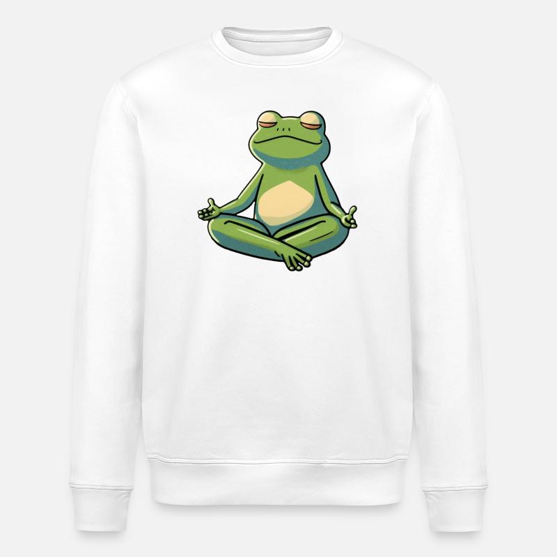 Chillender enspannter Frosch - Stanley/Stella Unisex Bio-Sweatshirt ROLLER - Weiß