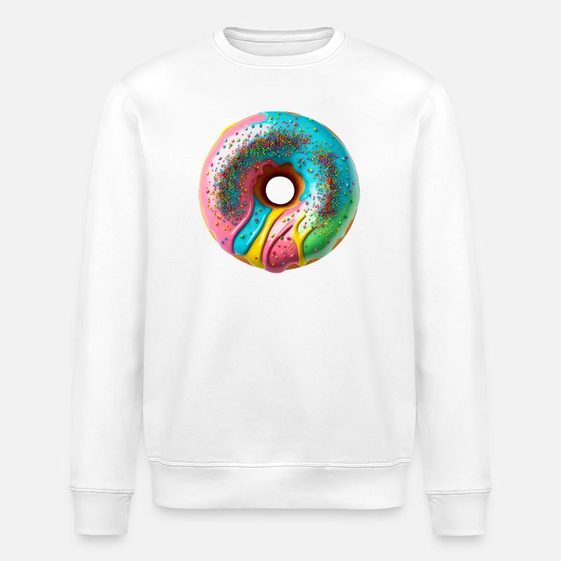 Bunte Donut Vibes - Stanley/Stella Unisex Bio-Sweatshirt ROLLER - Weiß