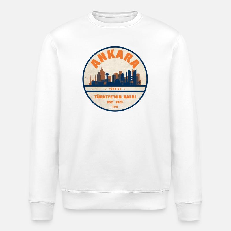 Ankara Skyline Badge - Sweat bio ROLLER Stanley/Stella Unisexe - blanc