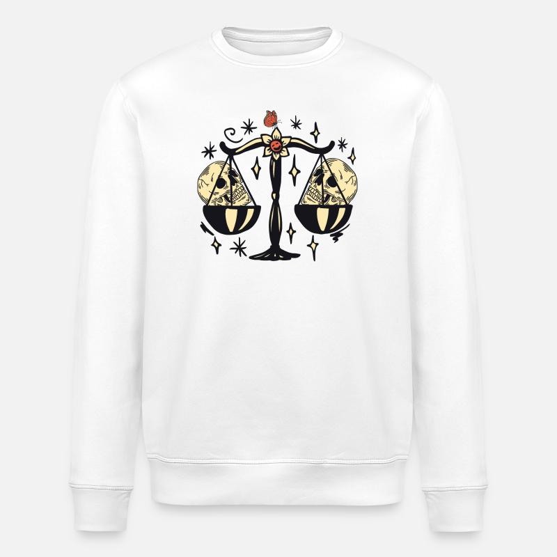 Libra with skulls - Stanley/Stella ROLLER Unisex Organic Sweatshirt - white