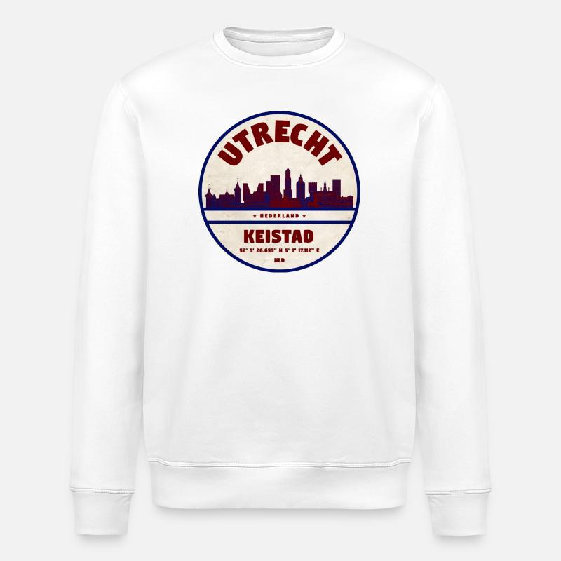 Utrecht Keistad Skyline Emblem - Stanley/Stella Unisex Bio-Sweatshirt ROLLER - Weiß