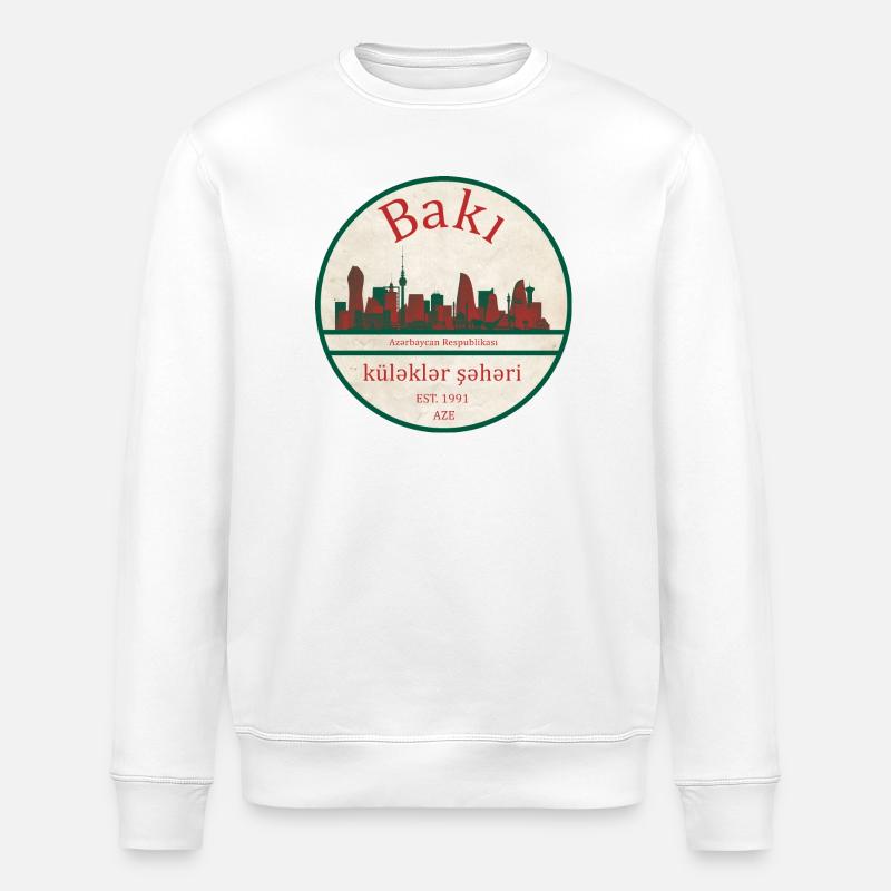 Emblème de la Skyline de Bakou - Sweat bio ROLLER Stanley/Stella Unisexe - blanc