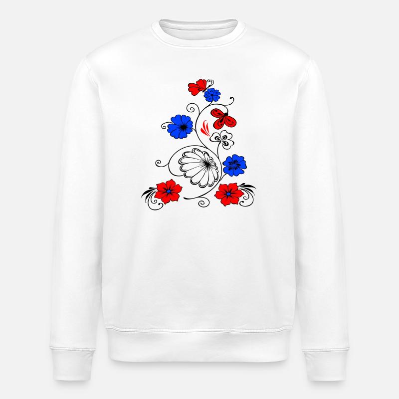 Blumenranke mit Schmetterling - Stanley/Stella Unisex Bio-Sweatshirt ROLLER - Weiß