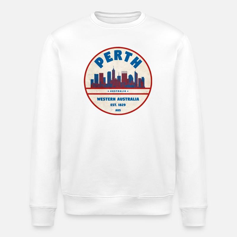 Perth Skyline Rétro AU - Sweat bio ROLLER Stanley/Stella Unisexe - blanc