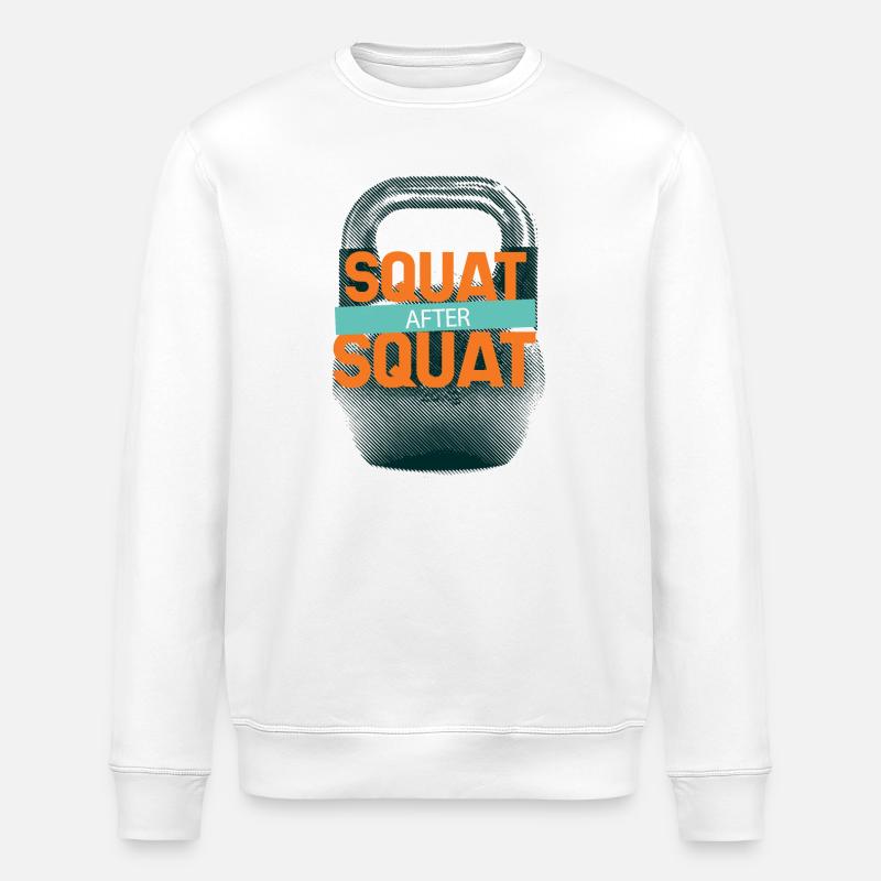 Kettlebell Squat Workout - Stanley/Stella ROLLER Unisex Organic Sweatshirt - white