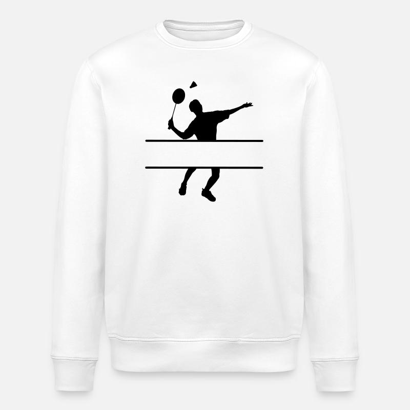 Schattenbild eines Badmintonspielers - Stanley/Stella Unisex Bio-Sweatshirt ROLLER - Weiß