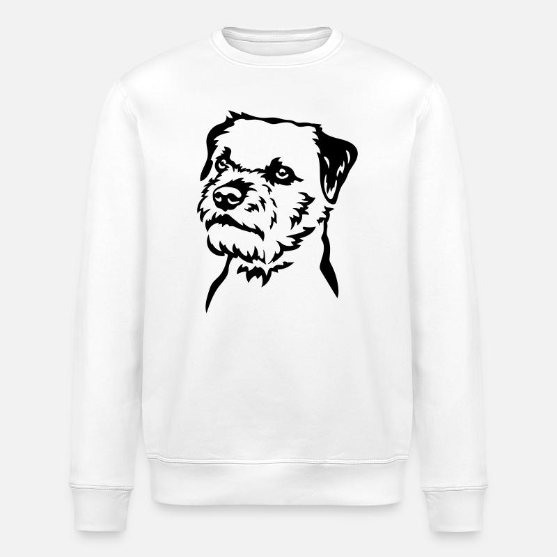 Border Terrier Head - Stanley/Stella ROLLER Unisex Organic Sweatshirt - white