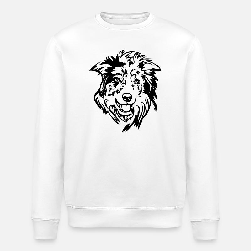 Border Collie Kopf - Stanley/Stella Unisex Bio-Sweatshirt ROLLER - Weiß