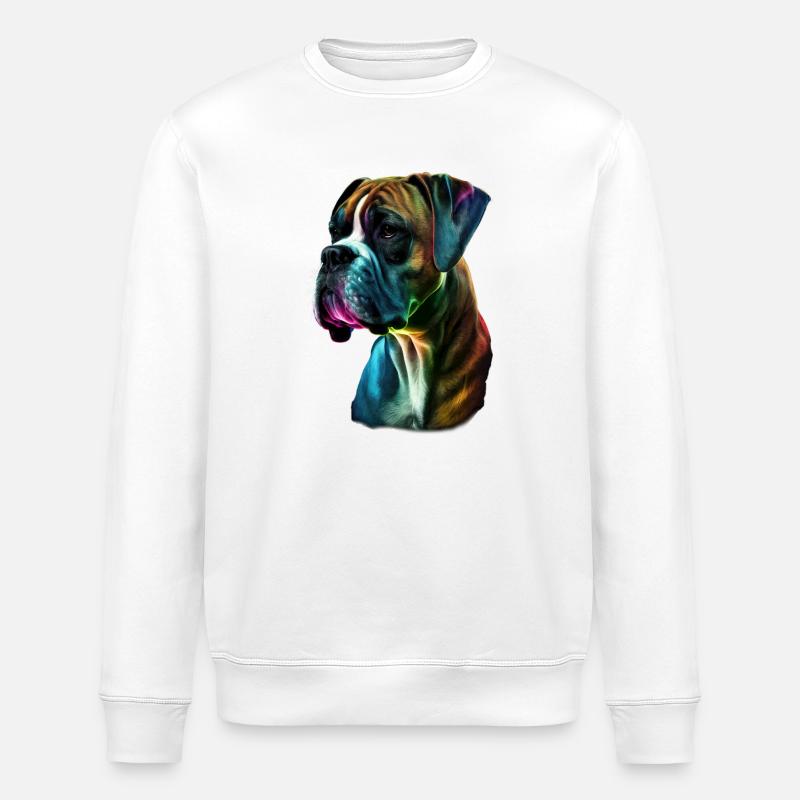Boxer Hund bunt - Stanley/Stella Unisex Bio-Sweatshirt ROLLER - Weiß