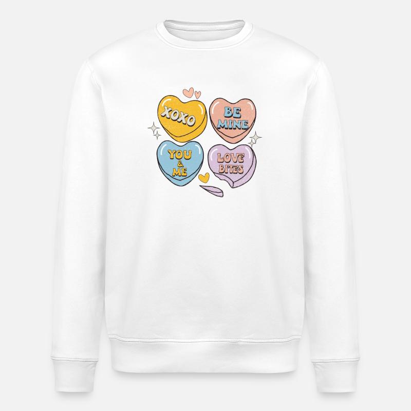 Candy Hearts Rétro Saint-Valentin - Sweat bio ROLLER Stanley/Stella Unisexe - blanc