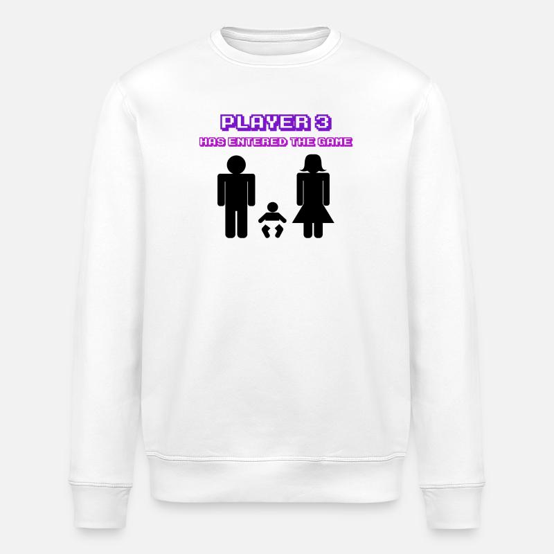 Schwanger Eltern Geburt Statement Familienglück - Stanley/Stella Unisex Bio-Sweatshirt ROLLER - Weiß