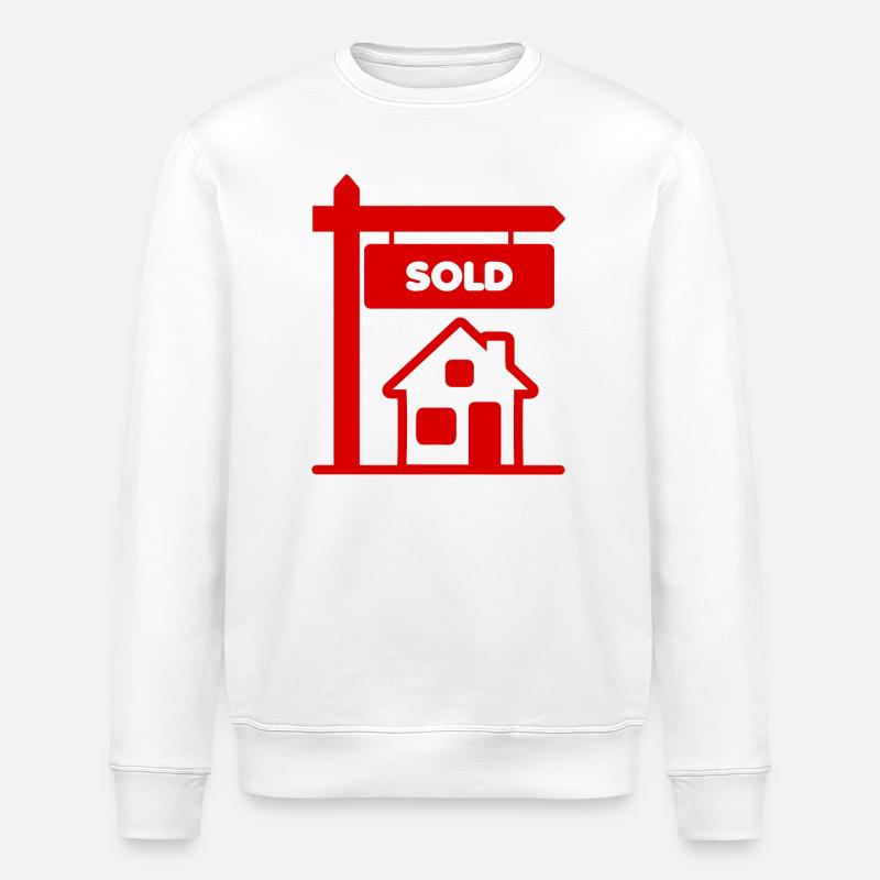 Logo rouge avec vendu - Sweat bio ROLLER Stanley/Stella Unisexe - blanc