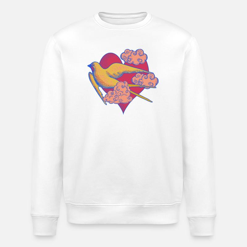 Herzvogel im Pop-Art Stil - Stanley/Stella Unisex Bio-Sweatshirt ROLLER - Weiß