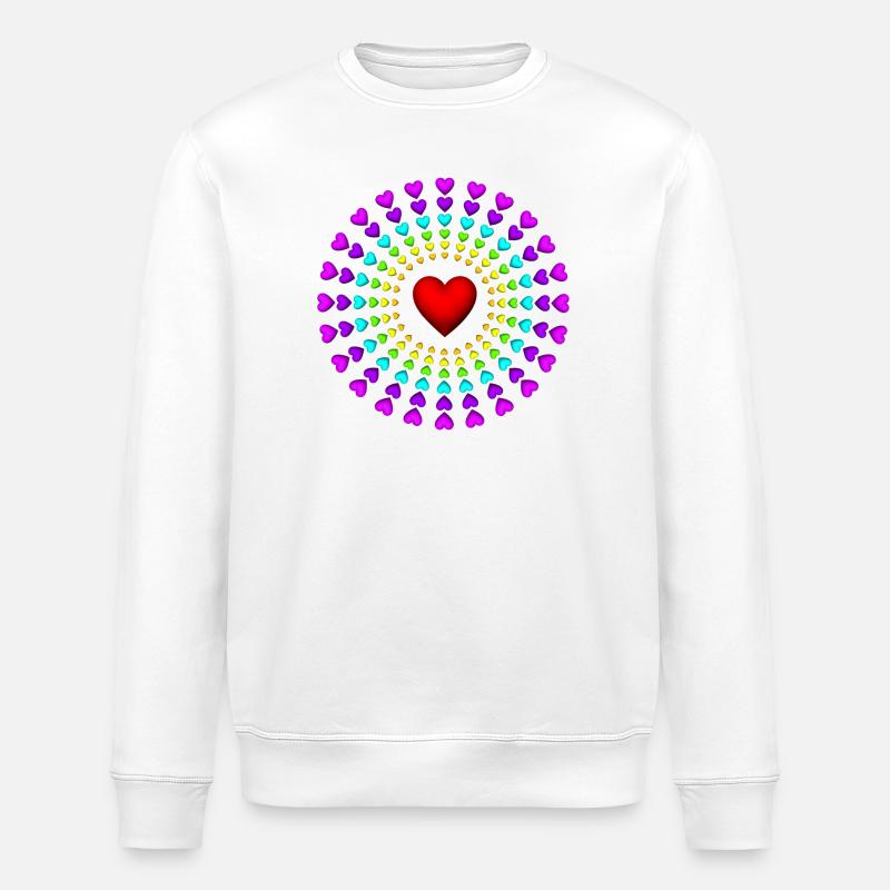 Herzradial Regenbogenherzen Kreis - Stanley/Stella Unisex Bio-Sweatshirt ROLLER - Weiß