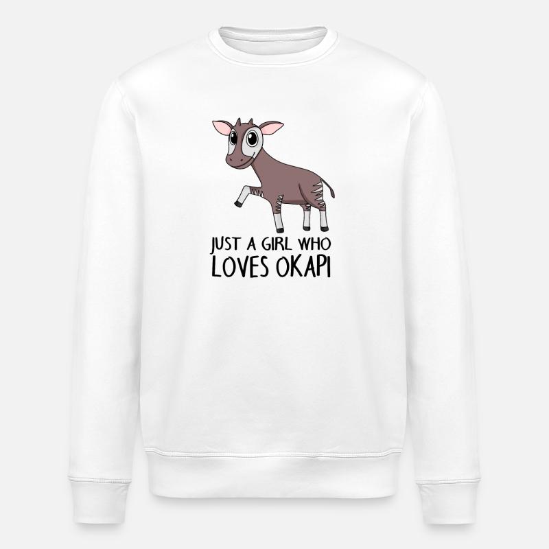 Okapi Girl Saying - Stanley/Stella ROLLER Unisex Organic Sweatshirt - white