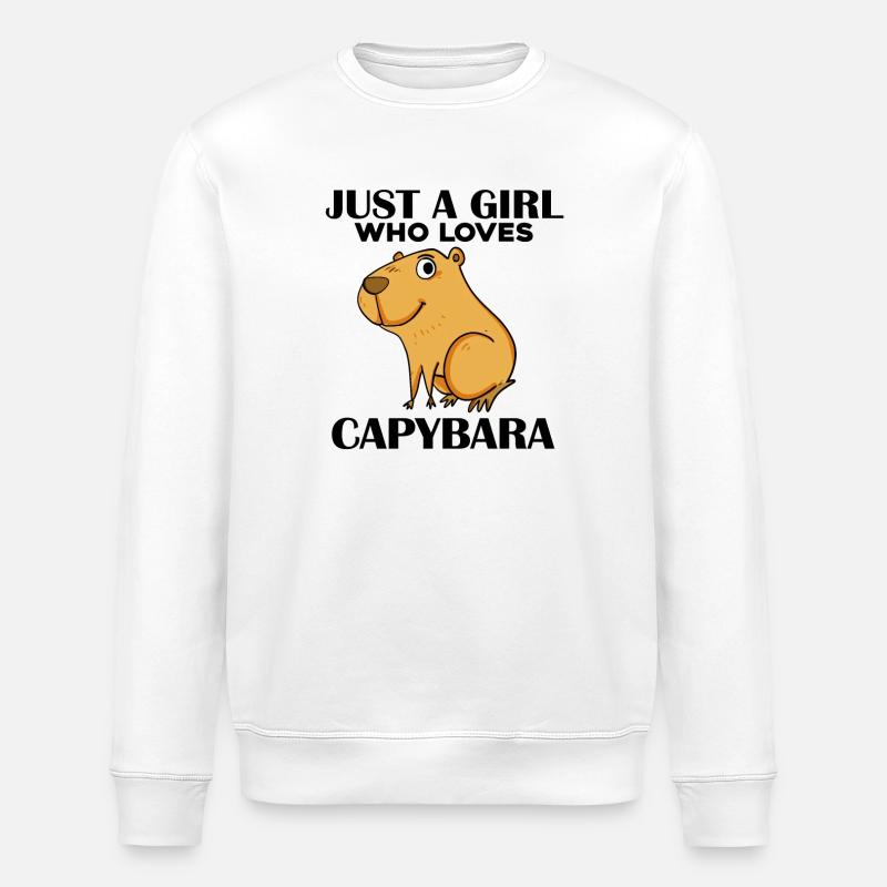 Capybara Mädchen Spruch - Stanley/Stella Unisex Bio-Sweatshirt ROLLER - Weiß
