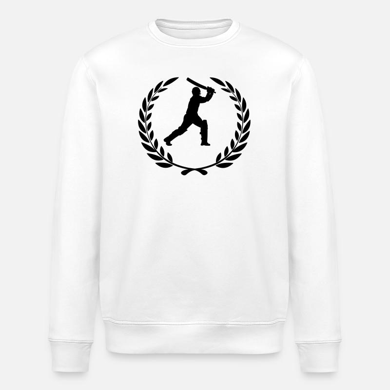Cricket player in laurel wreath - Stanley/Stella ROLLER Unisex Organic Sweatshirt - white