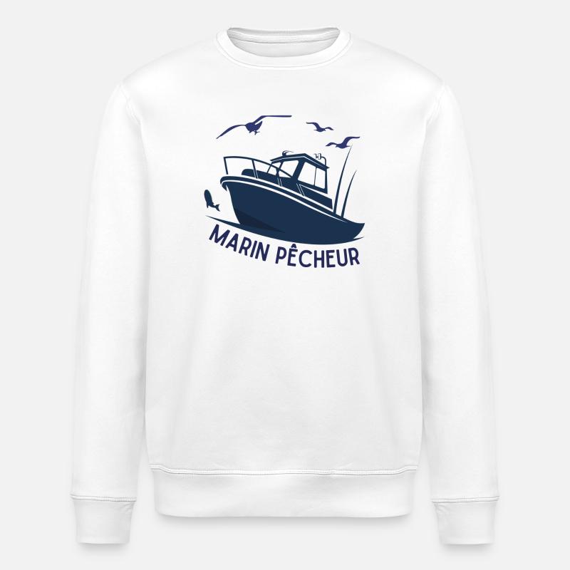 marin pêcheur, pêche en mer - Sweat bio ROLLER Stanley/Stella Unisexe - blanc