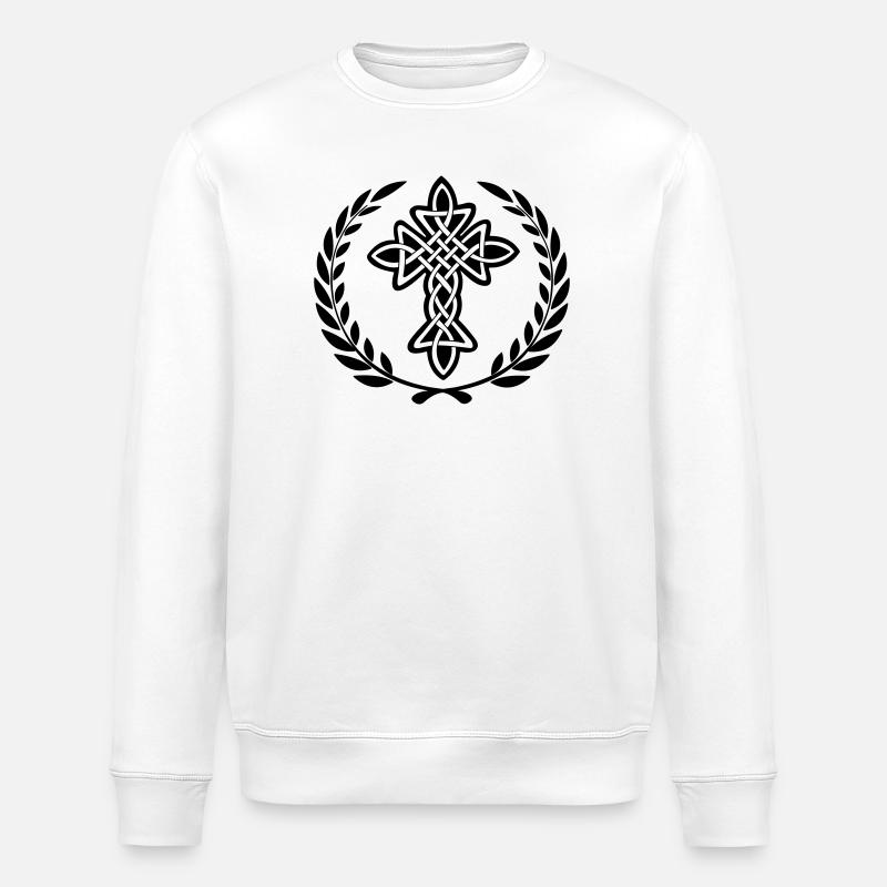 Celtic cross logo - Stanley/Stella ROLLER Unisex Organic Sweatshirt - white