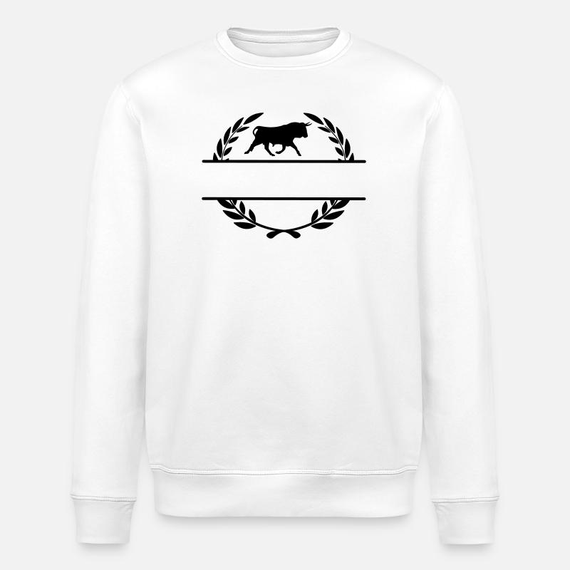 Bull in laurel wreath monogram - Stanley/Stella ROLLER Unisex Organic Sweatshirt - white