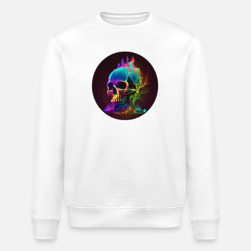 Crâne brillant - Sweat bio ROLLER Stanley/Stella Unisexe - blanc