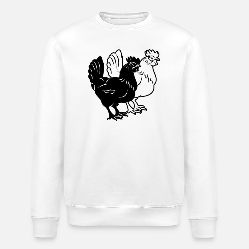 Two chickens - Stanley/Stella ROLLER Unisex Organic Sweatshirt - white