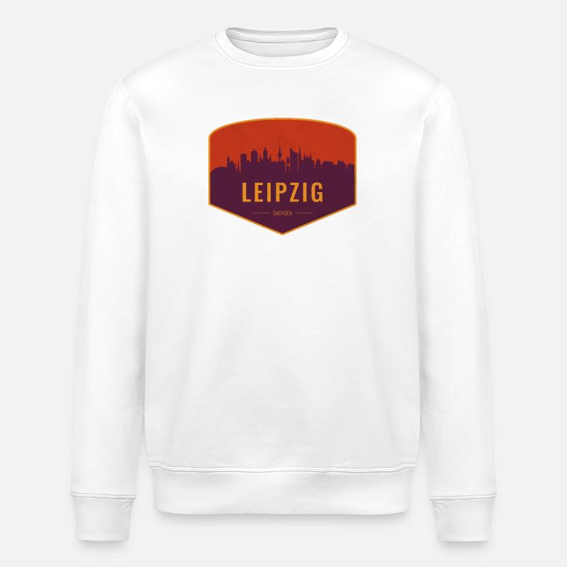 Leipzig Skyline Shield - Stanley/Stella Unisex Bio-Sweatshirt ROLLER - Weiß