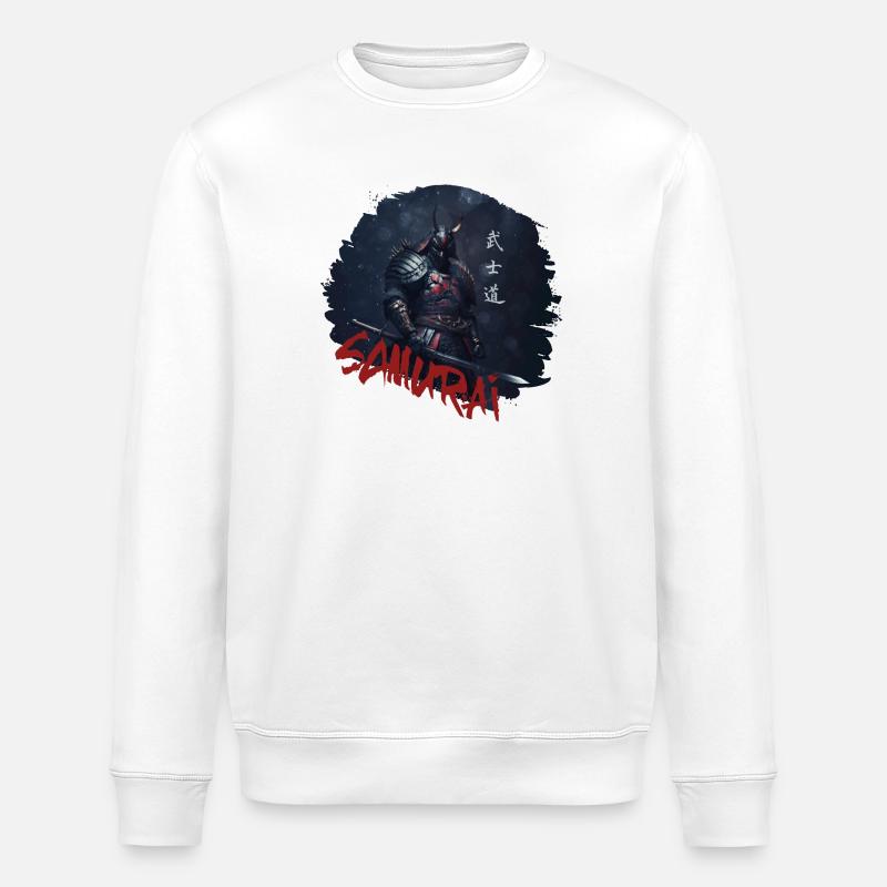 Samurai Warrior with Katana - Stanley/Stella ROLLER Unisex Organic Sweatshirt - white