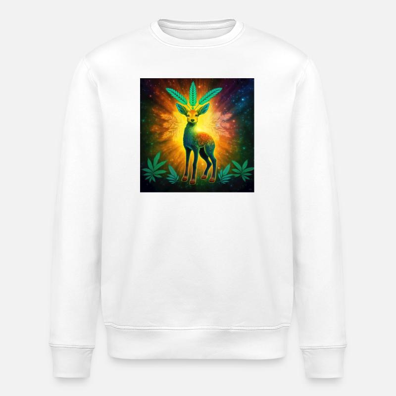 Biche astrale cannabis - Cannabiche - Sweat bio ROLLER Stanley/Stella Unisexe - blanc