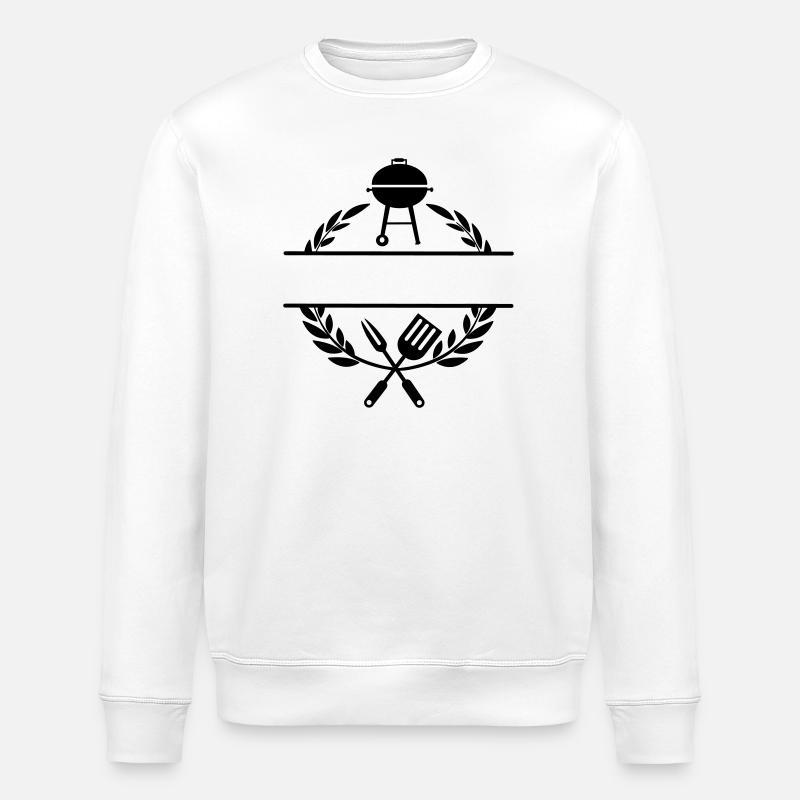 BBQ monogram - Stanley/Stella ROLLER Unisex Organic Sweatshirt - white