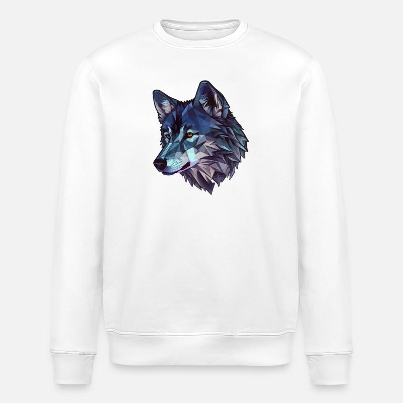 Stilisierter, geometrischer Wolf - Stanley/Stella Unisex Bio-Sweatshirt ROLLER - Weiß