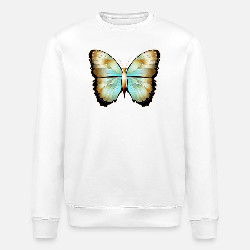 handgezeichneter gold schimmernder Schmetterling - Stanley/Stella Unisex Bio-Sweatshirt ROLLER - Weiß