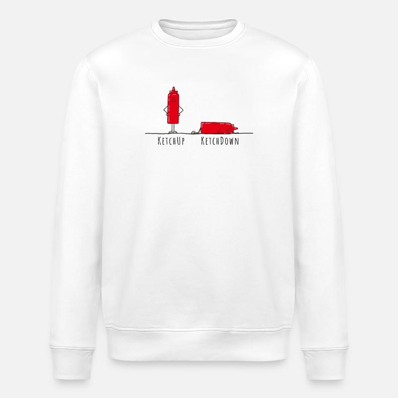 Ketchup - Ketchdown, pun - Stanley/Stella ROLLER Unisex Organic Sweatshirt - white