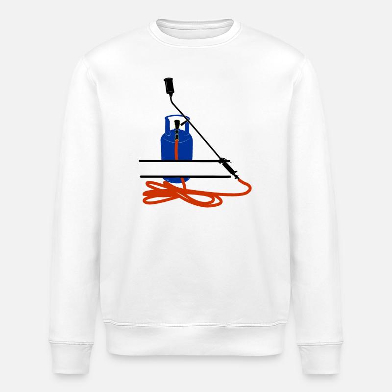 Dachdeckerfirma Monogram Logo Gasflasche - Stanley/Stella Unisex Bio-Sweatshirt ROLLER - Weiß