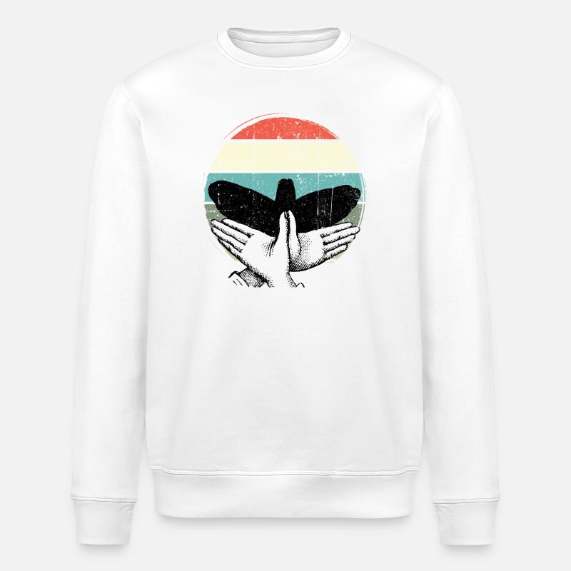 Retro Sunset Bird Silhouette - Stanley/Stella ROLLER Unisex Organic Sweatshirt - white