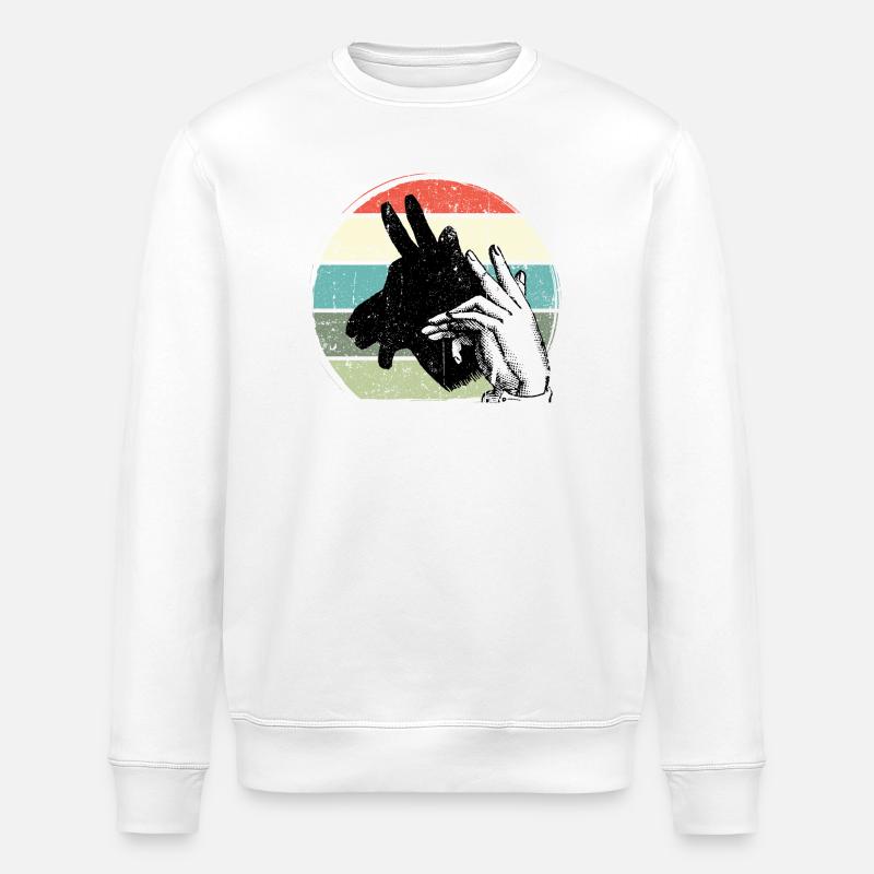 Giraffe Silhouette Retro Sunset - Stanley/Stella ROLLER Unisex Organic Sweatshirt - white
