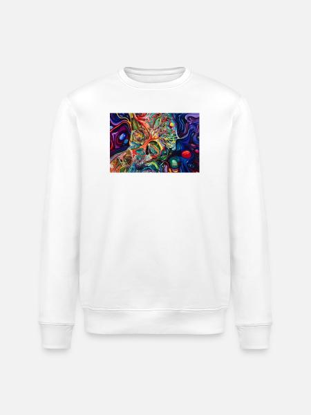 Chromatic Skull Fluid Art - Stanley/Stella ROLLER Unisex Organic Sweatshirt - white