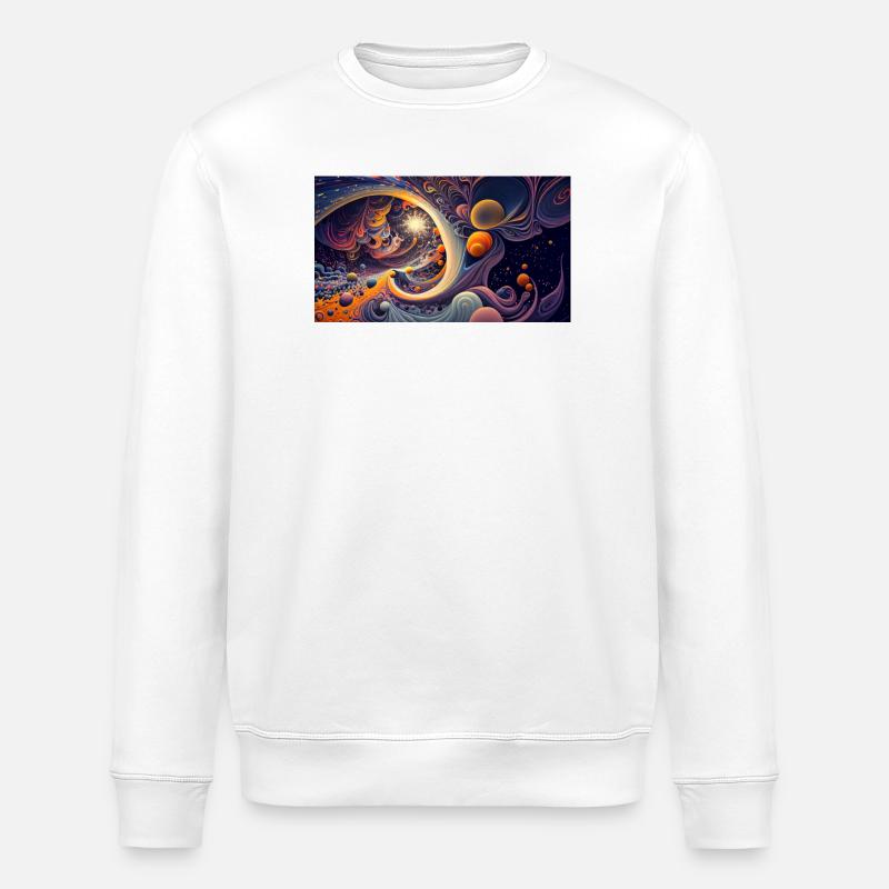 Cosmic Swirl Orbits - Stanley/Stella ROLLER Unisex Organic Sweatshirt - white