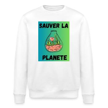 JOUR DE LA TERRE. ECOLOGIE. PLANETE. ENVIRONNEMENT - Sweat bio ROLLER Stanley/Stella Unisexe - blanc - Devant - Nik (191cm)