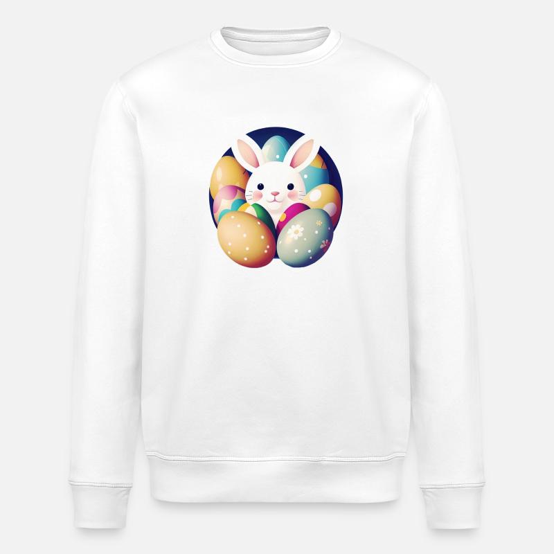 Easter bunny with Easter eggs - Stanley/Stella ROLLER Unisex Organic Sweatshirt - white