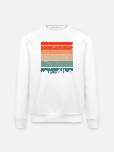 Sunset Gradient City Skyline - Stanley/Stella ROLLER Unisex Organic Sweatshirt - white