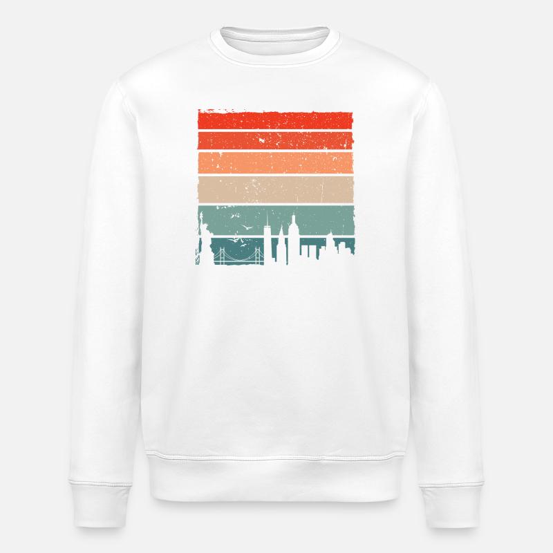 Sunset Skyline Gradient - Stanley/Stella ROLLER Unisex Organic Sweatshirt - white