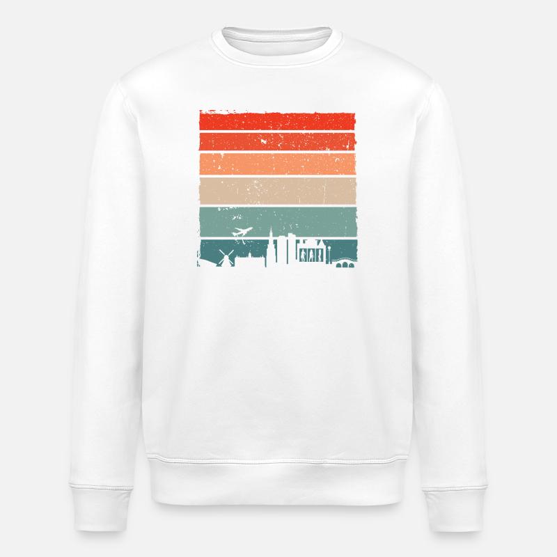 Sunset Skyline Silhouette - Stanley/Stella ROLLER Unisex Organic Sweatshirt - white