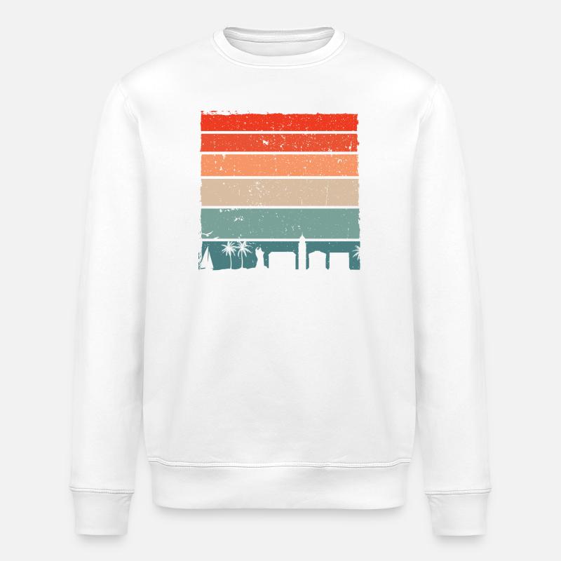 Sunset City Palms Retro Gradient - Stanley/Stella ROLLER Unisex Organic Sweatshirt - white