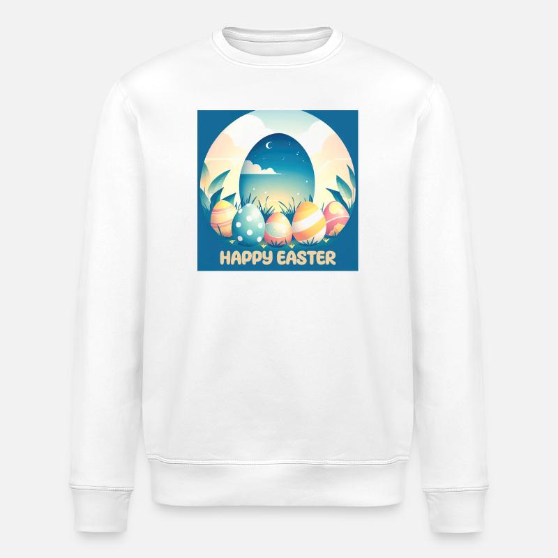 Happy Easter, Easter Egg - Stanley/Stella ROLLER Unisex Organic Sweatshirt - white