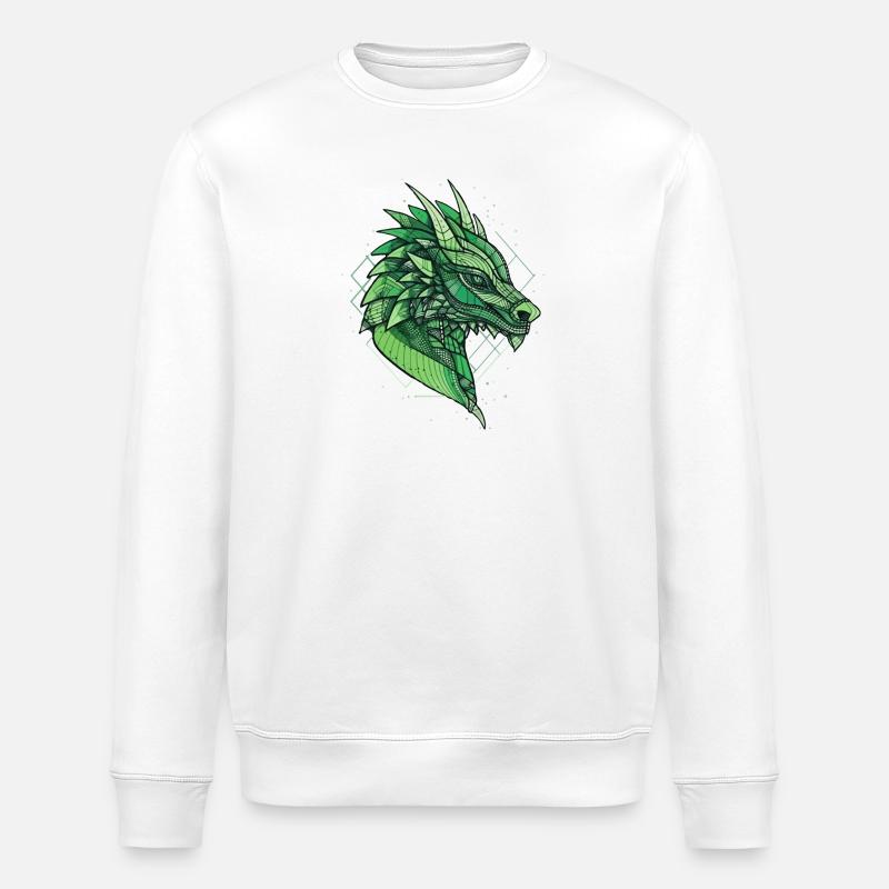 Dragon stylisé, géométrique - Sweat bio ROLLER Stanley/Stella Unisexe - blanc