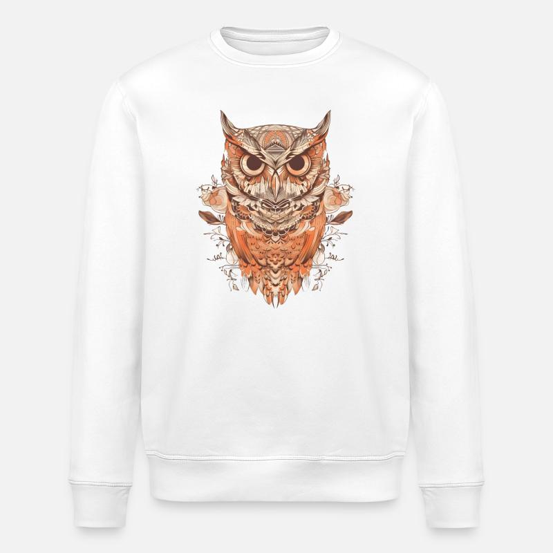Pattern Owl - Stanley/Stella ROLLER Unisex Organic Sweatshirt - white