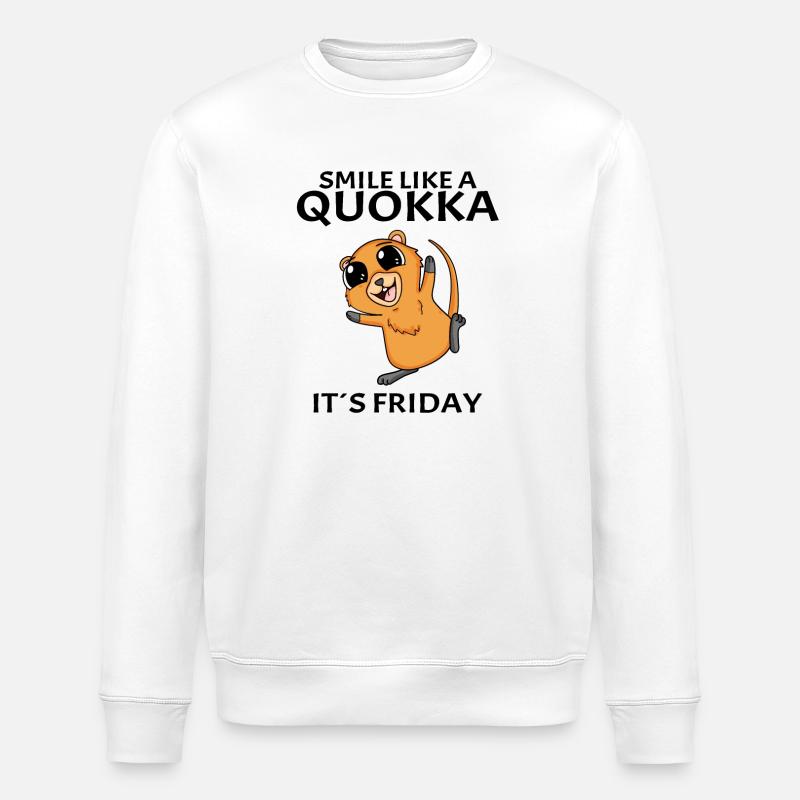 Quokka Friday motif disant - Sweat bio ROLLER Stanley/Stella Unisexe - blanc