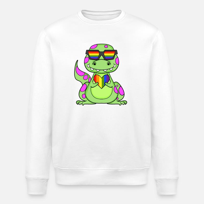 Dino Cœur arc-en-ciel - Sweat bio ROLLER Stanley/Stella Unisexe - blanc