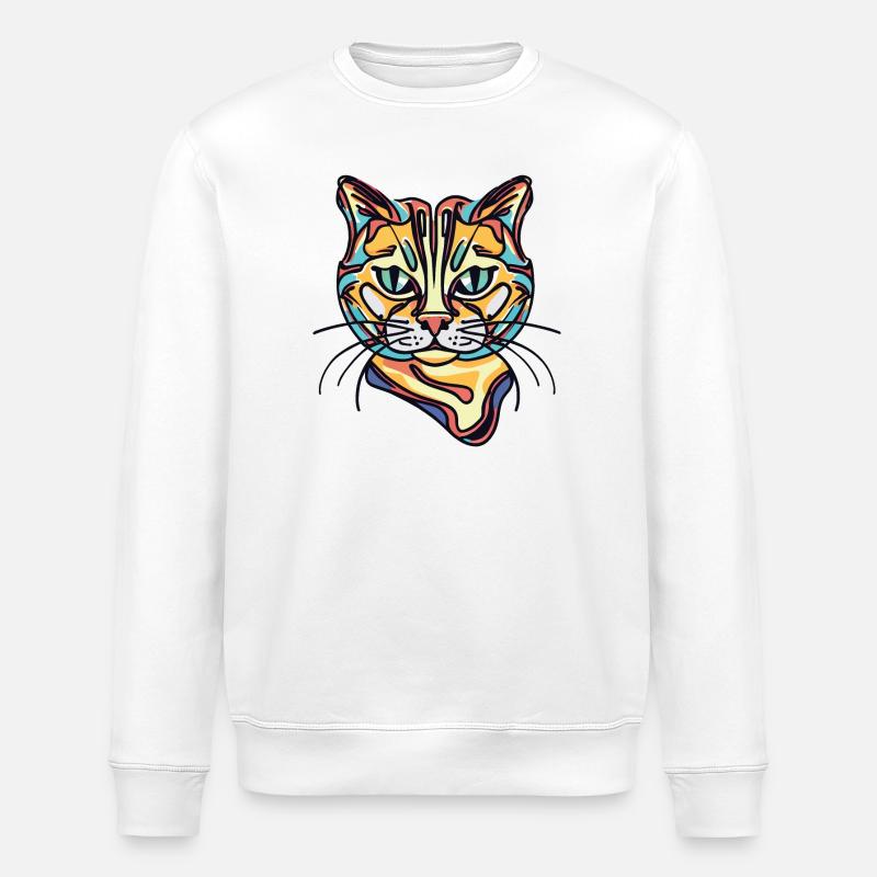 Bunte Katze - Stanley/Stella Unisex Bio-Sweatshirt ROLLER - Weiß